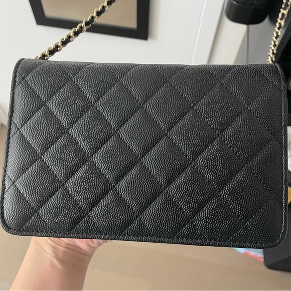 Chanel 22s caviar quilted crystal wallet on chain WOC black - Picture 7 of 9